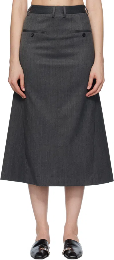 Mm6 Maison Margiela Gray Tailored Midi Skirt