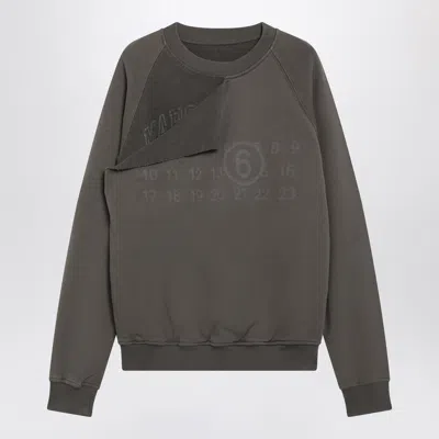 Mm6 Maison Margiela Gray Trompe Loeil Cotton Sweatshirt In Brown