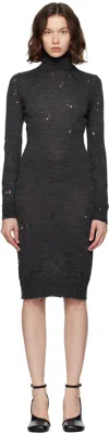 Mm6 Maison Margiela Gray Turtleneck Midi Dress In Black