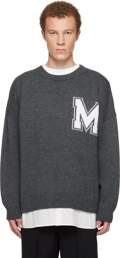 Mm6 Maison Margiela Knit Sweater Crew Neck Long Sleeves In Gray
