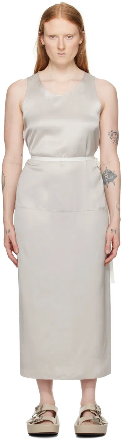 Mm6 Maison Margiela Gray Vented Maxi Dress In 801 Greige