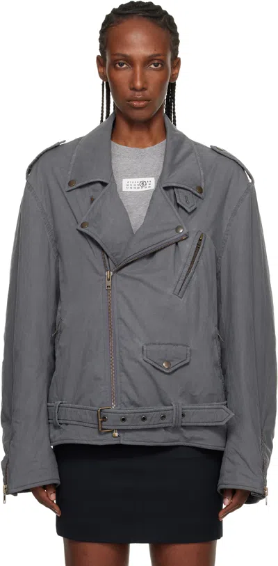 Mm6 Maison Margiela Gray Washed Cotton Sports Jacket