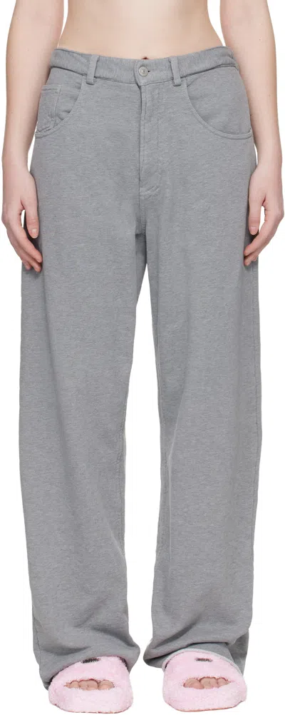 Mm6 Maison Margiela Gray Wide-leg Cotton Trousers