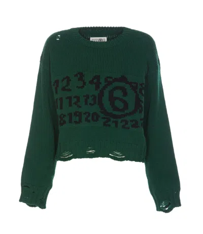 Mm6 Maison Margiela Logo Sweater In Green