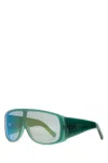 Mm6 Maison Margiela Shield Sunglasses With Wide Mirrored Arms In Green