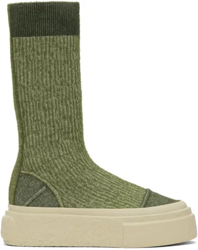 Mm6 Maison Margiela Green Calzino Maglia Sneakers In T7398 Olivine