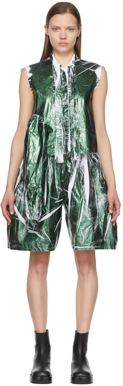 Mm6 Maison Margiela Green Cotton Shirt In 965 Grey Mylar