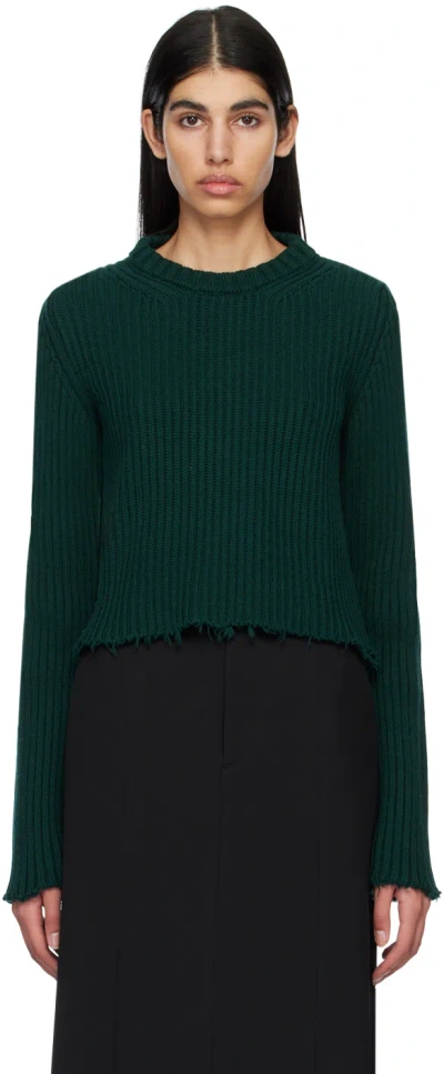 Mm6 Maison Margiela Green Cutout Sweater In 650 Poison Green