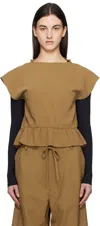 Mm6 Maison Margiela Green Fluid Ruffle Blouse In 132 Tobacco