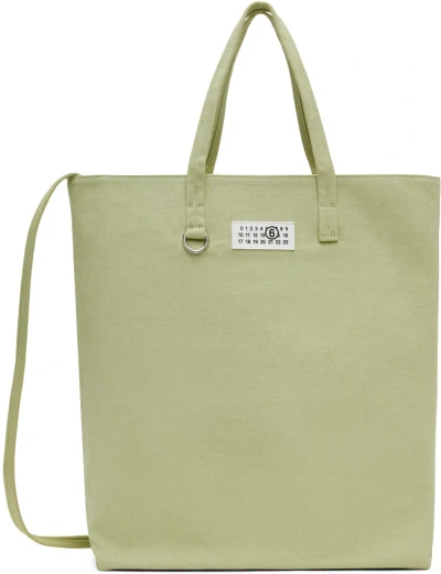 Mm6 Maison Margiela Green Large Canvas Shopping Tote In T7369 Aloe Wash