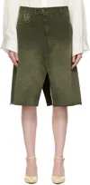 Mm6 Maison Margiela Green Long Denim Midi Skirt