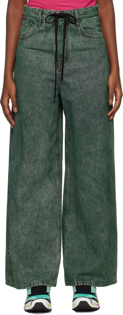 Mm6 Maison Margiela Green Numeric Jeans In 962 Green