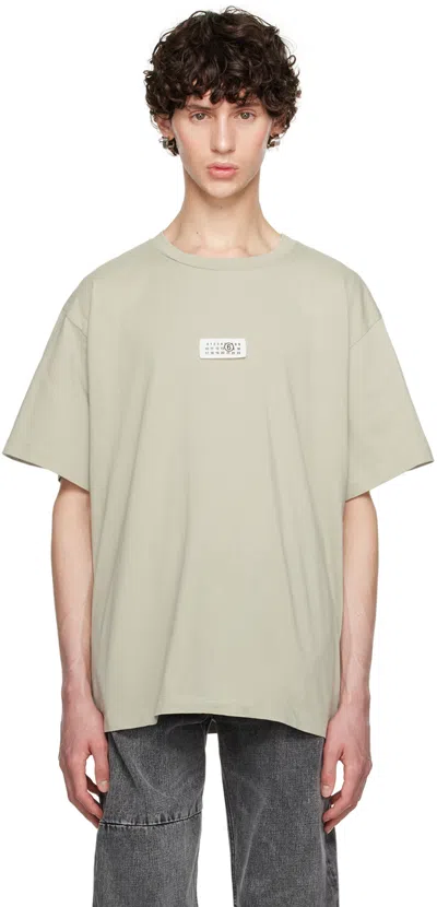 Mm6 Maison Margiela Green Patch T-shirt In 700 Iguana