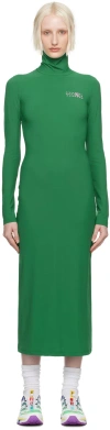 Mm6 Maison Margiela Green Printed-logo Midi Dress In 630 Green