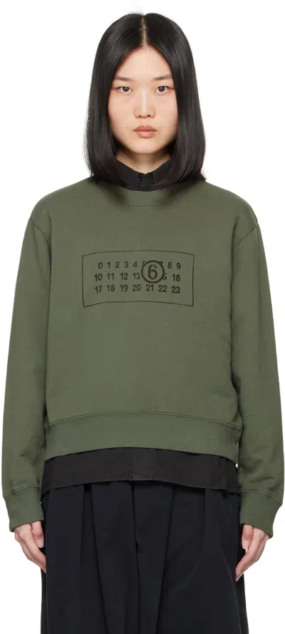 Mm6 Maison Margiela Green Printed Sweatshirt In 727 Moss