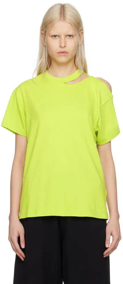 Mm6 Maison Margiela Green Safety Pin T-shirt In 678 Neon Green