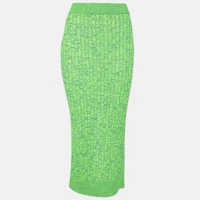 Mm6 Maison Margiela Green Space Dyed Rib Knit Slit Detail Skirt