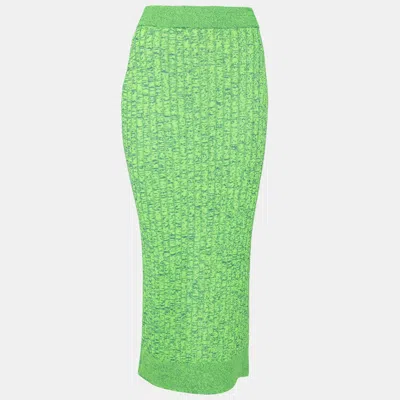 Pre-owned Mm6 Maison Margiela Green Space Dyed Rib Knit Slit Detail Skirt S