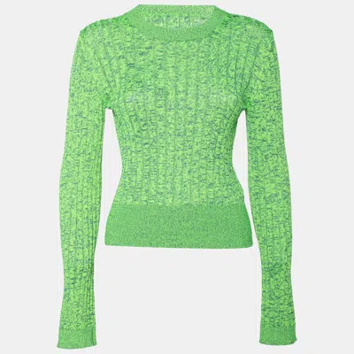 Mm6 Maison Margiela Green Space Dyed Ribbed Knit Sweater