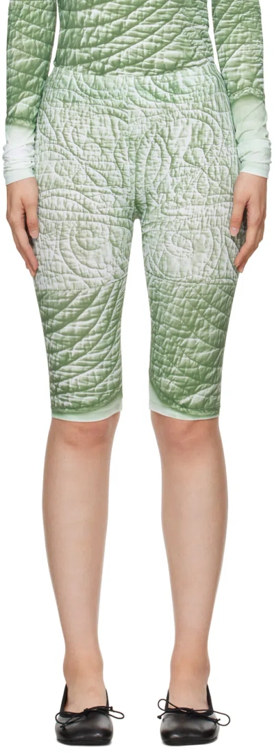 Mm6 Maison Margiela Green Trompe L'œil Shorts In 001s Iguana