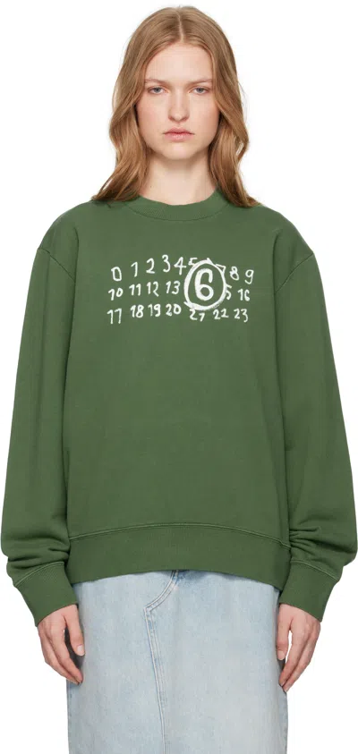 Mm6 Maison Margiela Green Unbrushed Sweatshirt In 630 Green