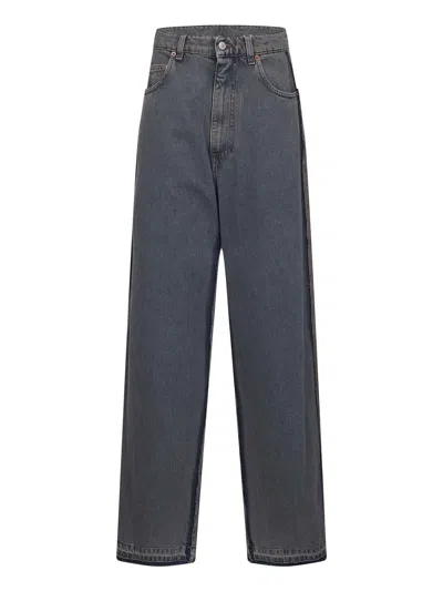 Mm6 Maison Margiela Grey Denim Wide-leg Jeans In Blue
