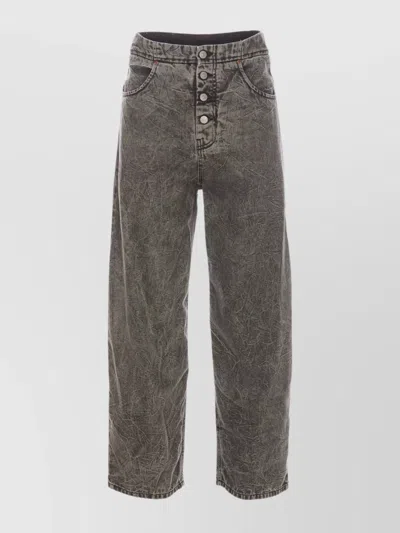 Mm6 Maison Margiela Grey Jeans With 5 Pockets And Contrast Stitching In Metallic