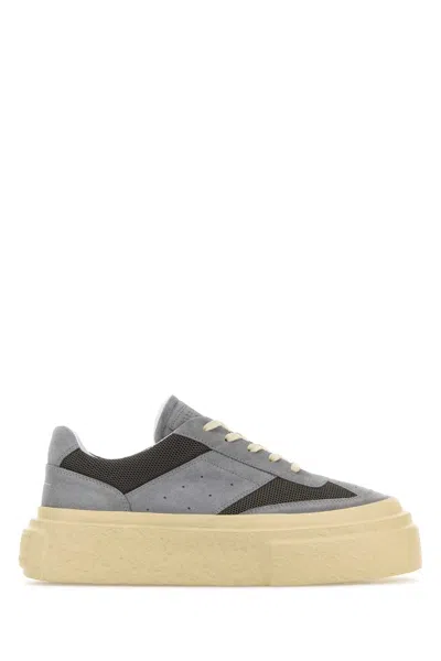 Mm6 Maison Margiela Mm6 By Maison Margiela Grey Suede And Mesh Sneakers In Neutral