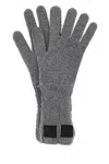 Mm6 Maison Margiela Textured Knitted Wool Blend Handwear In Gray