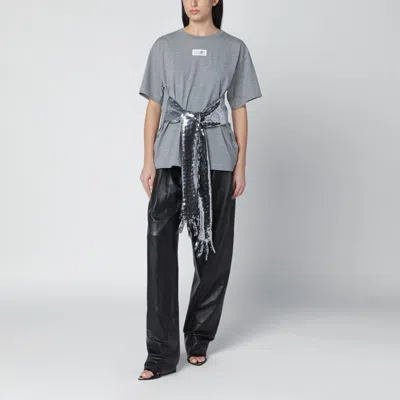 MM6 MAISON MARGIELA MM6 MAISON MARGIELA GREY MÉLANGE COTTON T-SHIRT WITH GLOVES