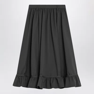 Mm6 Maison Margiela Grey Midi Skirt With Ruffled Flounce Hem In Black