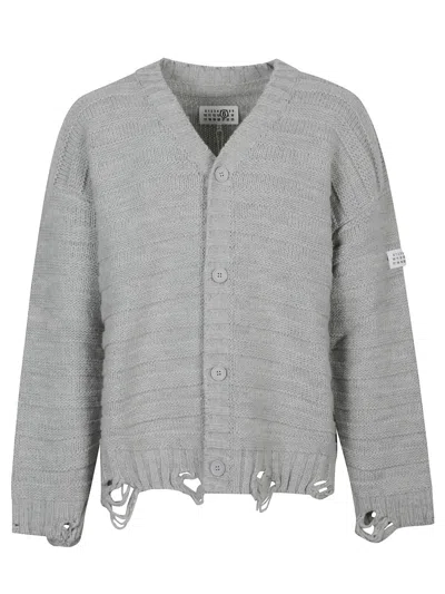 MM6 MAISON MARGIELA GREY OPEN SWEATHER WITH LOGO