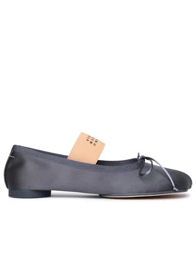 Mm6 Maison Margiela Bow Ballerina Flats In Charcoal Grey