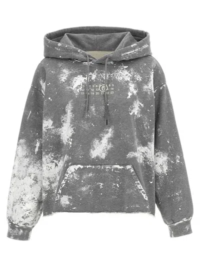 Mm6 Maison Margiela Grey Printed Hood Sweatshirt In Gray