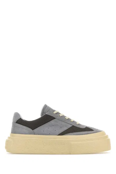 Mm6 Maison Margiela Grey Suede And Mesh Sneakers In Gray