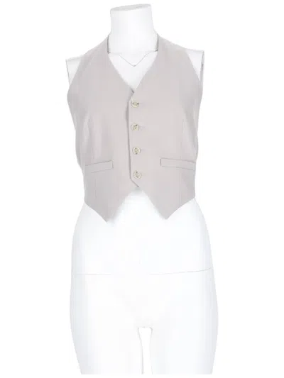 Mm6 Maison Margiela Grey Tailored Back-closure Wool-blend Vest In White