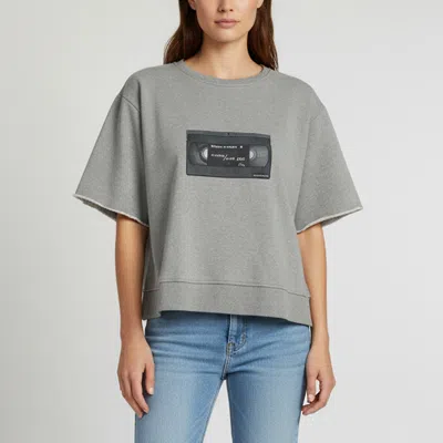 Pre-owned Mm6 Maison Margiela Grey Vhs Tape Knit Short Sleeve Sweatshirt L In Gray