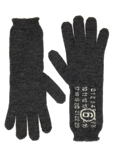 Mm6 Maison Margiela Grey Virgin Wool Gloves In Gray