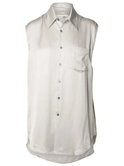 Mm6 Maison Margiela Grey Viscose Shirt In White