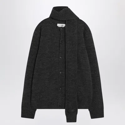 MM6 MAISON MARGIELA MM6 MAISON MARGIELA GREY WOOL-BLEND CARDIGAN WITH SCARF