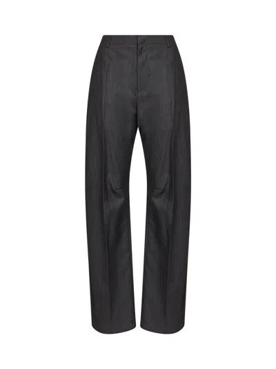 Mm6 Maison Margiela Grey Wool Blend Wide-leg Tailored Trousers