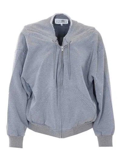Mm6 Maison Margiela Grey Zip Up Sweatshirt In Multi