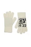 Mm6 Maison Margiela Wool-blend Knit Gloves With Numeric Logo In White