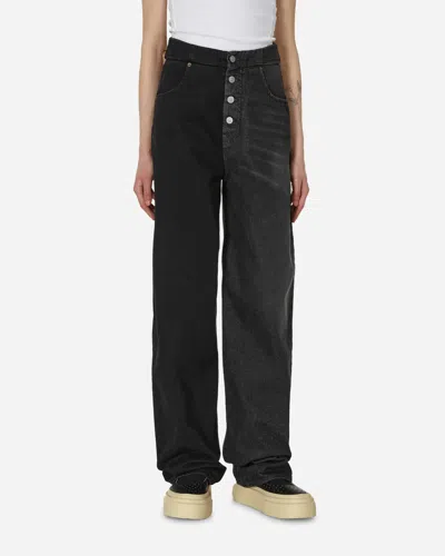 Mm6 Maison Margiela Half And Half Wide-leg Jeans In Black