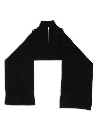 Mm6 Maison Margiela Half-zip Ribbed Scarf In Black