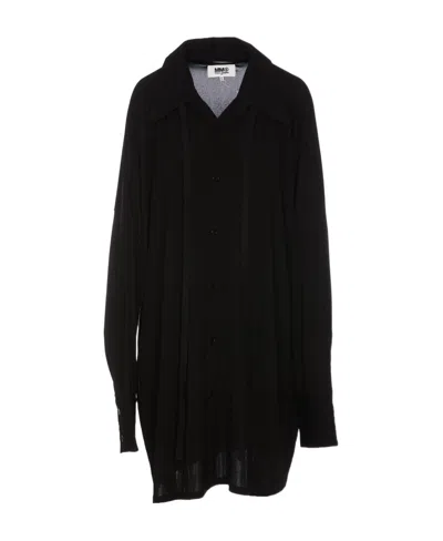 Mm6 Maison Margiela Halterneck Asymmetric Hem Midi Dress In Black
