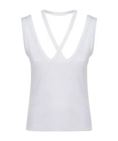 Mm6 Maison Margiela Halterneck Scoop-back Vest Top In White