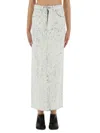 Mm6 Maison Margiela Hand-painted Denim Long Skirt