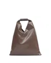 Mm6 Maison Margiela Japanese Triangular-shaped Synthetic Leather Tote Bag In Brown