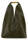 Mm6 Maison Margiela Olive Green Leather Medium Japanese Shoulder Bag In Green